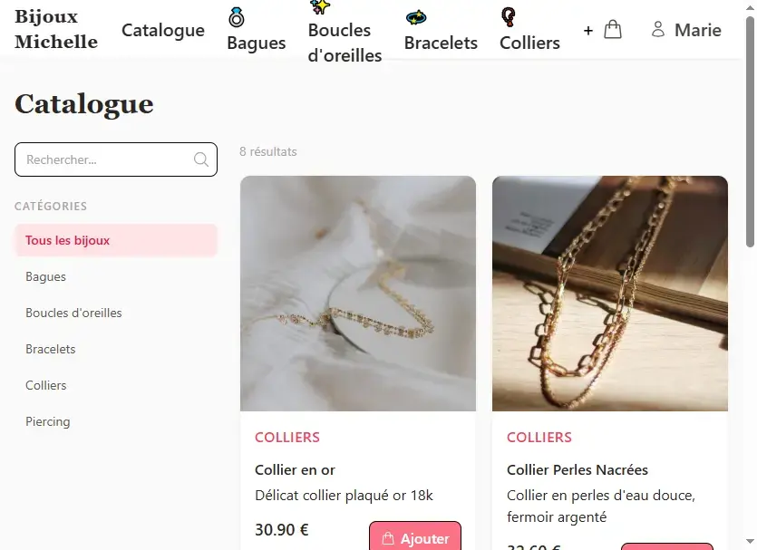 Application e-commerce de vente de bijoux
