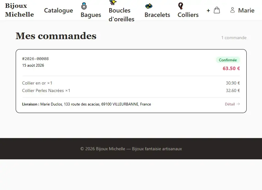 Application e-commerce de vente de bijoux