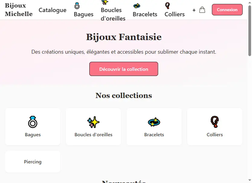 Application e-commerce de vente de bijoux
