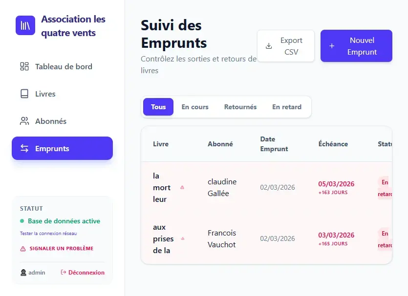 Application Full-Stack de Gestion de Bibliothèque sur Mesure