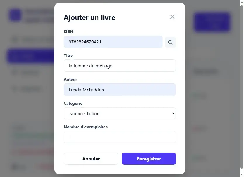 Application Full-Stack de Gestion de Bibliothèque sur Mesure