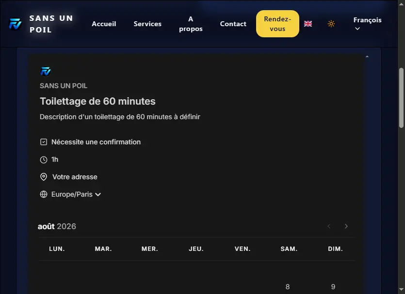 Site vitrine pour activités professionnelles - Rendez-vous